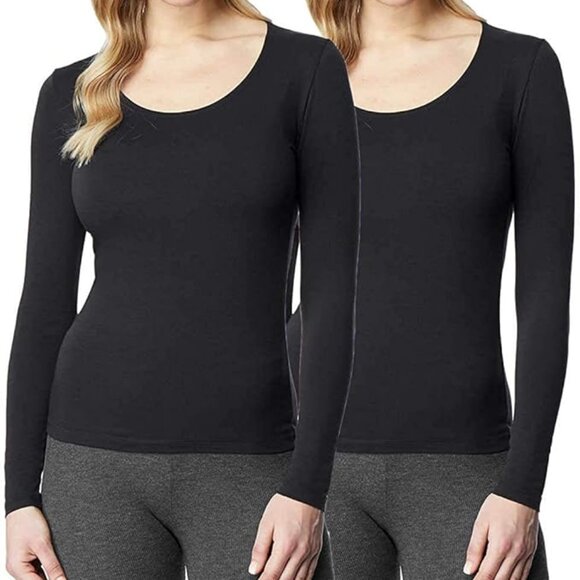 32 Degrees Tops - 32 Degrees Heat long sleeve scoop neck.  2 in pack.  New.  Both are black.
